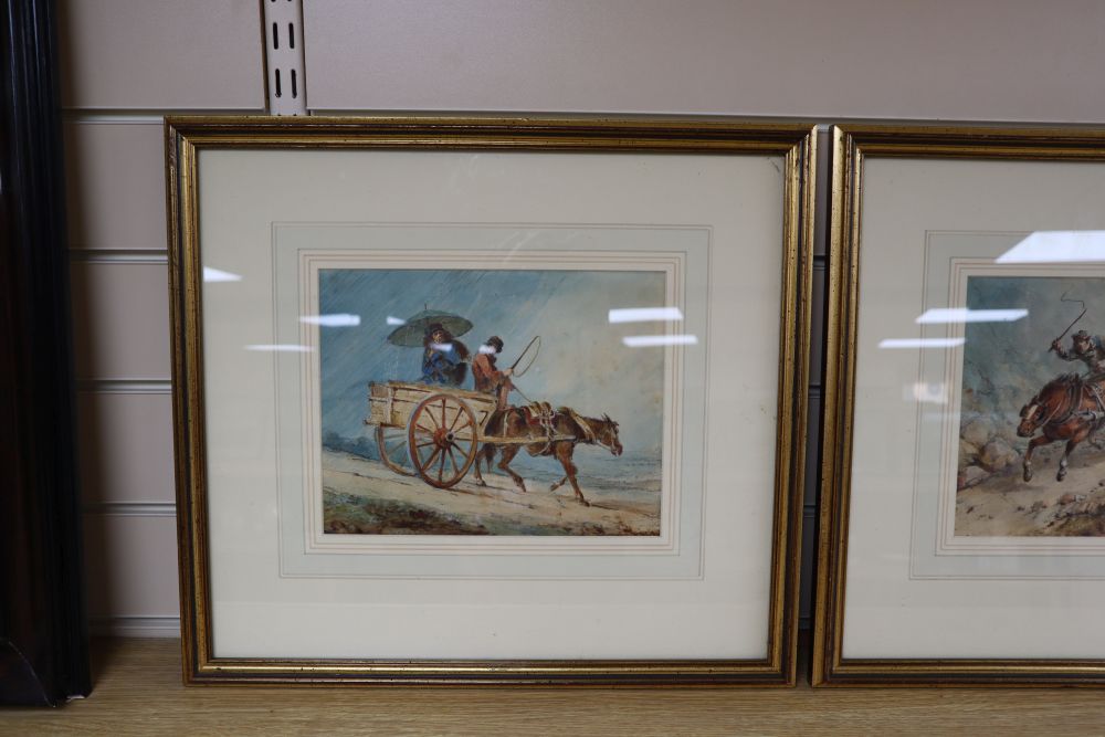 John Heaviside Waterloo Clark (1771-1863), pair of watercolours, Scottish Carting Calamities, initialled, 20 x 25cm